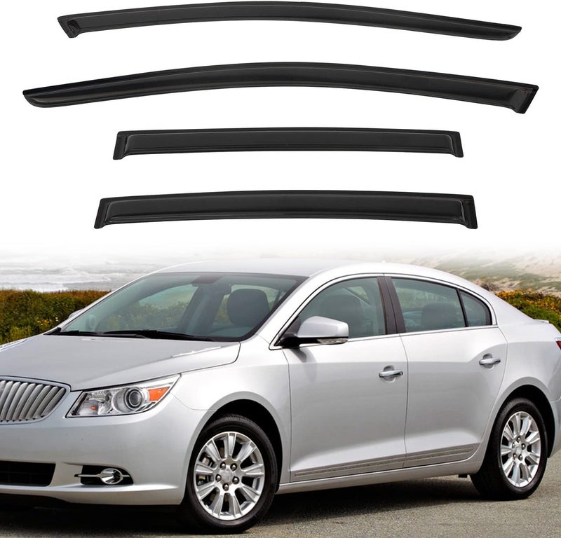 PLDDE Rain Guards Compatible with 2010-2016 Buick Lacrosse Tape-On Side Window Visor Wind Deflector Vent Visors Car Accessories 4pcs - Image 1